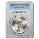 1924 Peace Dollar MS-64 PCGS