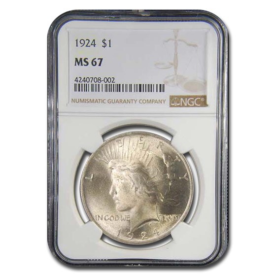 1924 Peace Dollar MS-67 NGC 1924 Peace Dollar MS-67 NGC