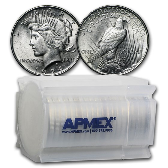 1924 Peace Silver Dollars BU (20-Coin Roll) 1924 Peace Silver Dollars BU (20-Coin Roll)