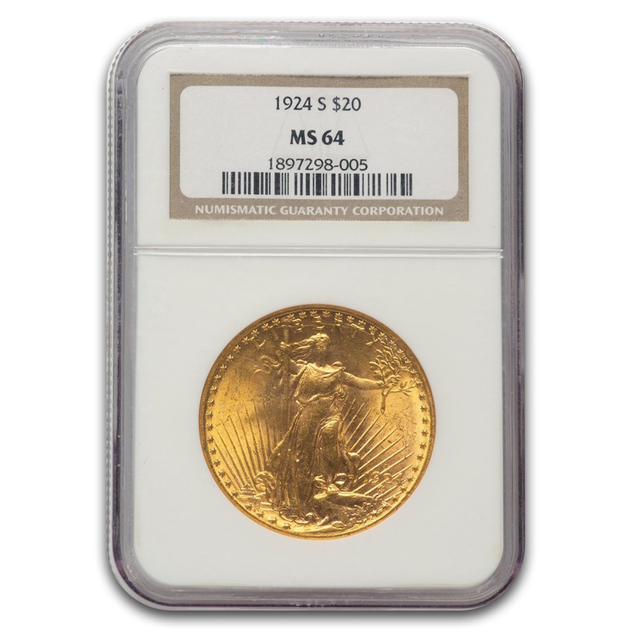 1924-S $20 Saint-Gaudens Gold Double Eagle MS-64 NGC