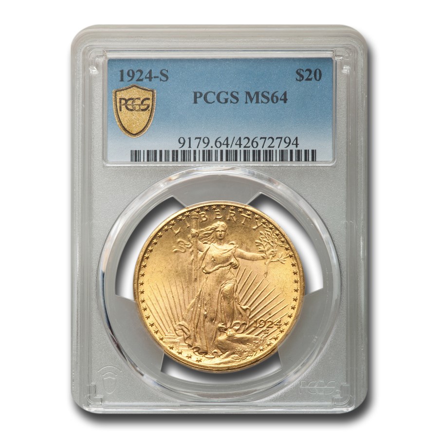 1924-S $20 Saint-Gaudens Gold Double Eagle MS-64 PCGS