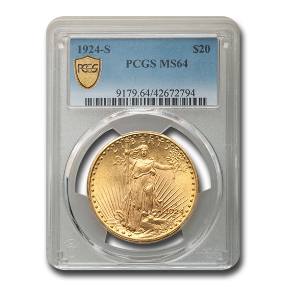 1924-S $20 Saint-Gaudens Gold Double Eagle MS-64 PCGS 1924-S $20 Saint-Gaudens Gold Double Eagle MS-64 PCGS