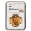 1924-S $20 St Gaudens Gold Double Eagle MS-63 NGC