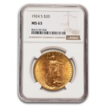 1924-S $20 St Gaudens Gold Double Eagle MS-63 NGC