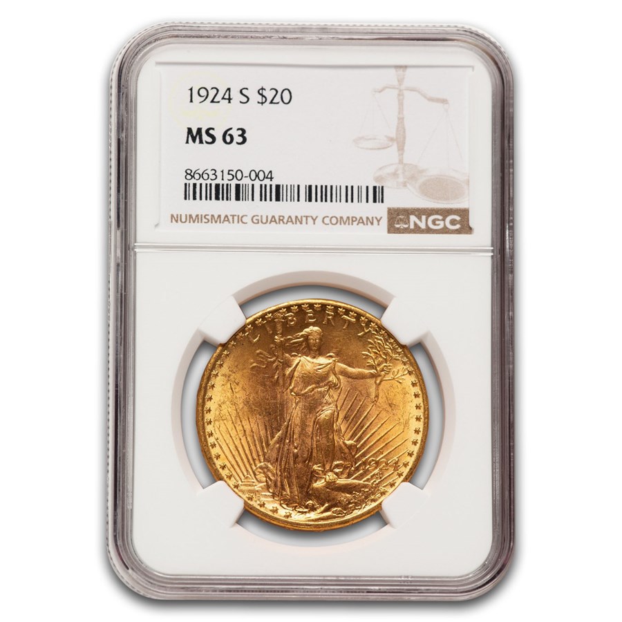 1924-S $20 St Gaudens Gold Double Eagle MS-63 NGC
