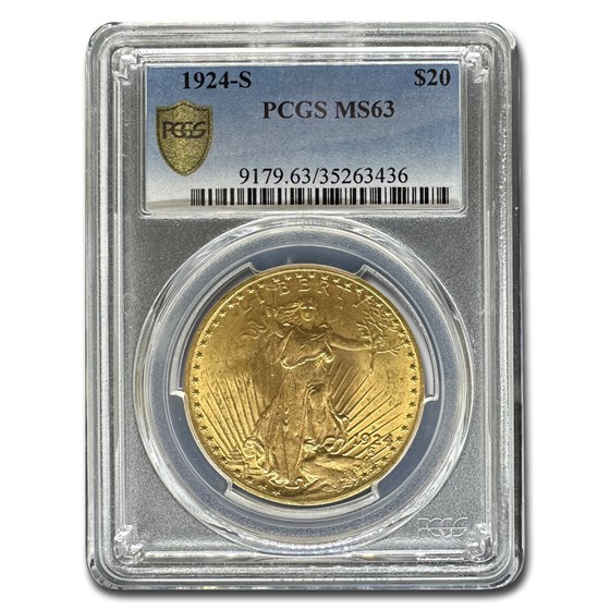 1924-S $20 St Gaudens Gold Double Eagle MS-63 PCGS 1924-S $20 St Gaudens Gold Double Eagle MS-63 PCGS