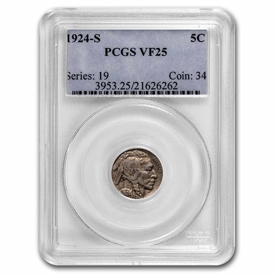 1924-S Buffalo Nickel VF-25 PCGS 1924-S Buffalo Nickel VF-25 PCGS