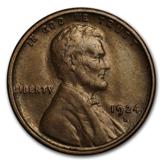 1924-S Lincoln Cent AU