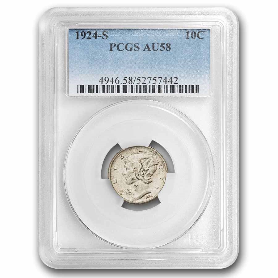 1924-S Mercury Dime AU-58 PCGS