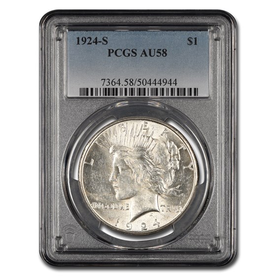 1924-S Peace Dollar AU-58 PCGS 1924-S Peace Dollar AU-58 PCGS