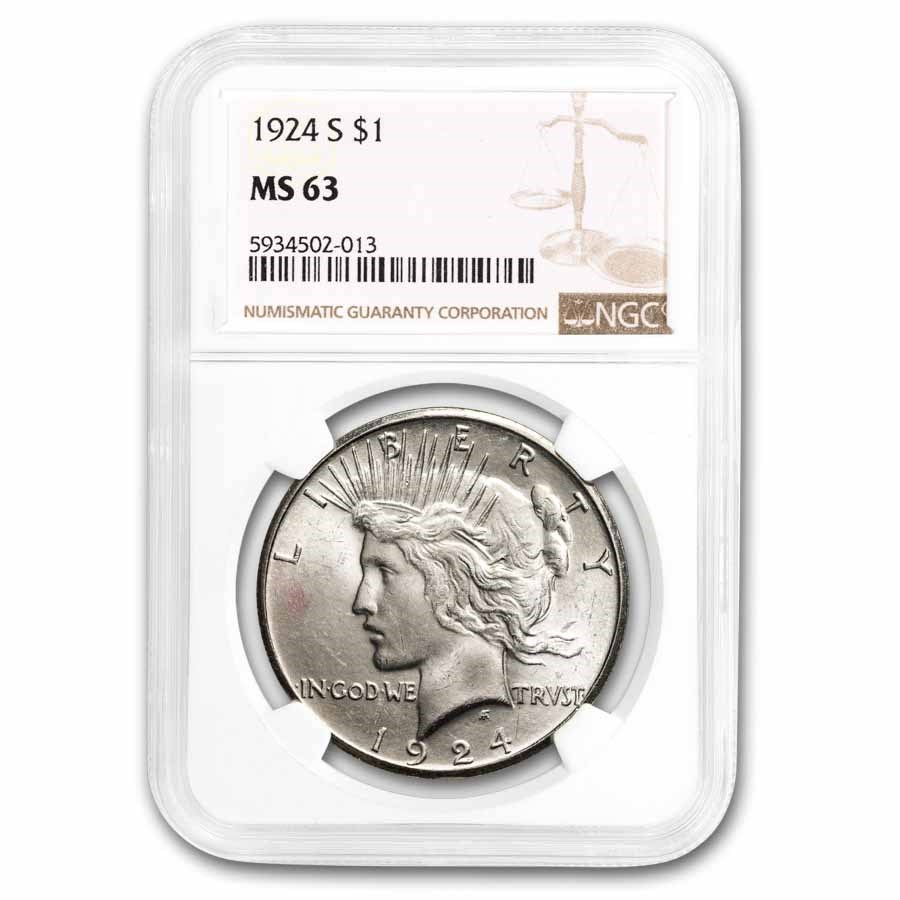 1924-S Peace Dollar MS-63 NGC