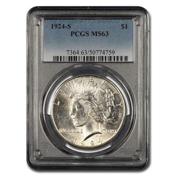 1924-S Peace Dollar MS-63 PCGS 1924-S Peace Dollar MS-63 PCGS