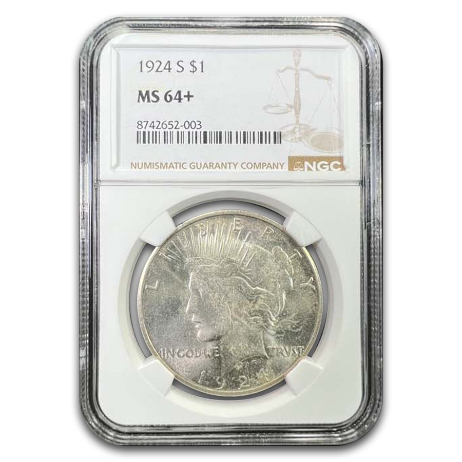 1924-S Peace Dollar MS-64+ NGC
