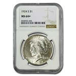 1924-S Peace Dollar MS-64+ NGC