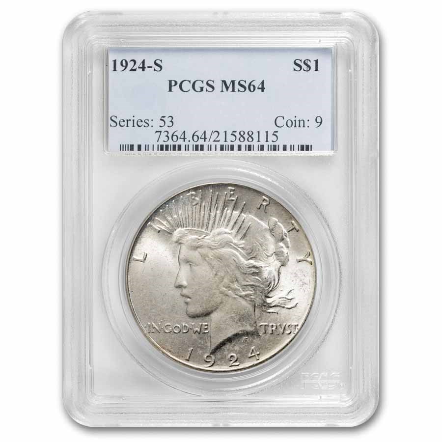 1924-S Peace Dollar MS-64 PCGS (Toned)