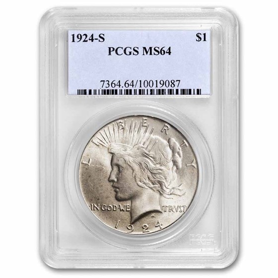 1924-S Peace Dollar MS-64 PCGS 1924-S Peace Dollar MS-64 PCGS