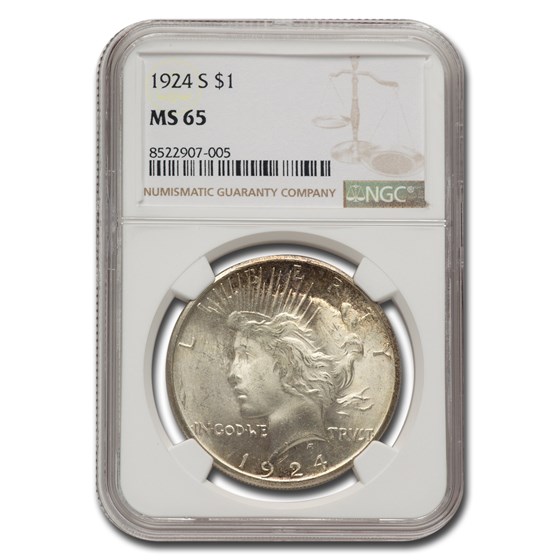 1924-S Peace Dollar MS-65 NGC 1924-S Peace Dollar MS-65 NGC