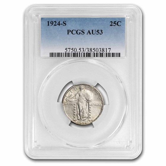 1924-S Standing Liberty Quarter AU-53 PCGS 1924-S Standing Liberty Quarter AU-53 PCGS