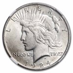 1924 Stage Coach Peace Dollar BU NGC