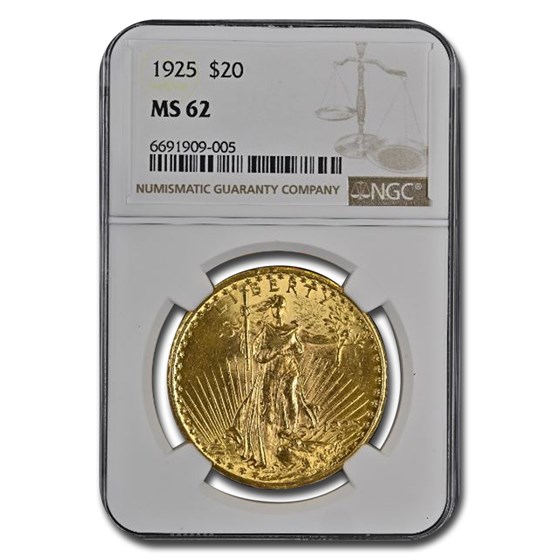 1925 $20 Saint-Gaudens Gold Double Eagle MS-62 NGC 1925 $20 Saint-Gaudens Gold Double Eagle MS-62 NGC