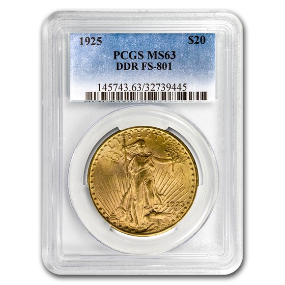 1925 $20 Saint-Gaudens Gold Double Eagle MS-63 PCGS (DDR FS-801) 1925 $20 Saint-Gaudens Gold Double Eagle MS-63 PCGS (DDR FS-801)