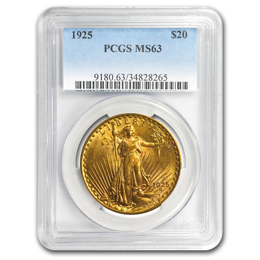 1925 $20 Saint-Gaudens Gold Double Eagle MS-63 PCGS