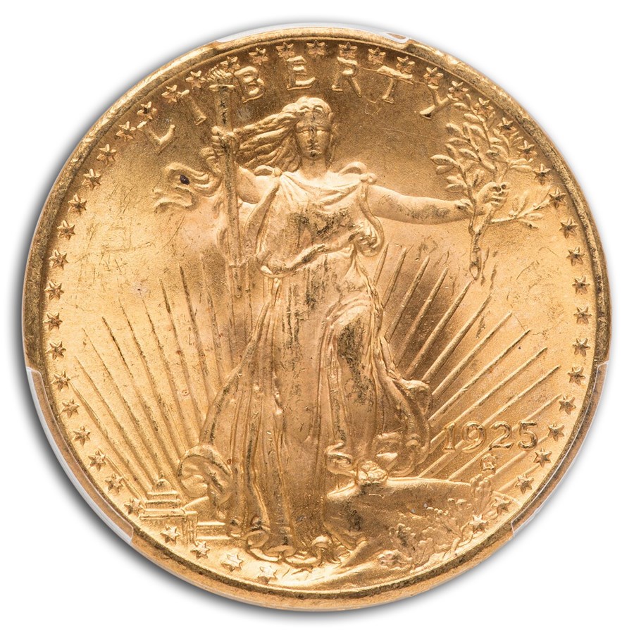 1925 $20 Saint-Gaudens Gold Double Eagle MS-65+ PCGS CAC