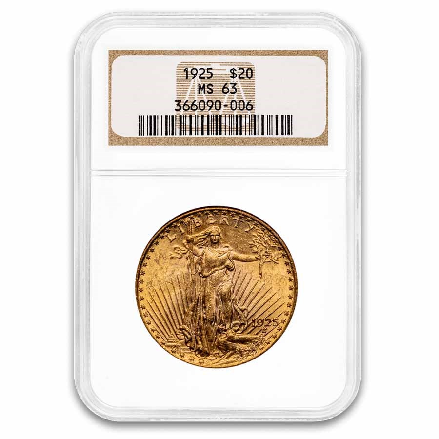 1925 $20 St Gaudens Gold Double Eagle MS-63 NGC