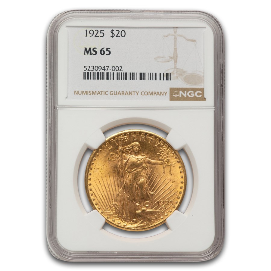 1925 $20 St Gaudens Gold Double Eagle MS-65 NGC