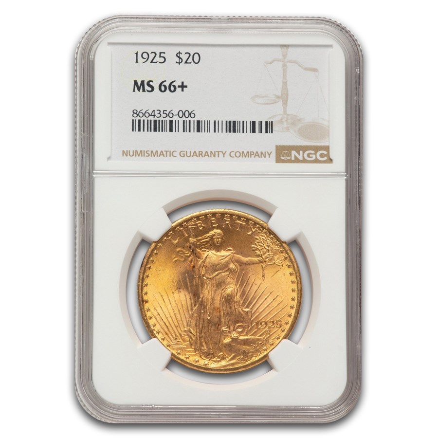 1925 $20 St Gaudens Gold Double Eagle MS-66+ NGC