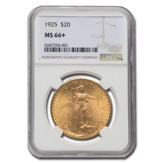 1925 $20 St Gaudens Gold Double Eagle MS-66+ NGC 1925 $20 St Gaudens Gold Double Eagle MS-66+ NGC