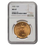 1925 $20 St Gaudens Gold Double Eagle MS-67 NGC