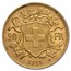 1925-B Swiss Gold 20 Francs Helvetia BU