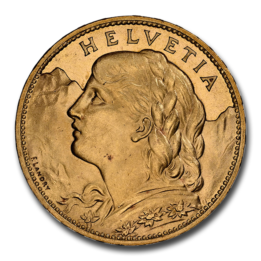 Buy 1925-B Switzerland Gold 100 Francs Helvetia MS-65 NGC | APMEX