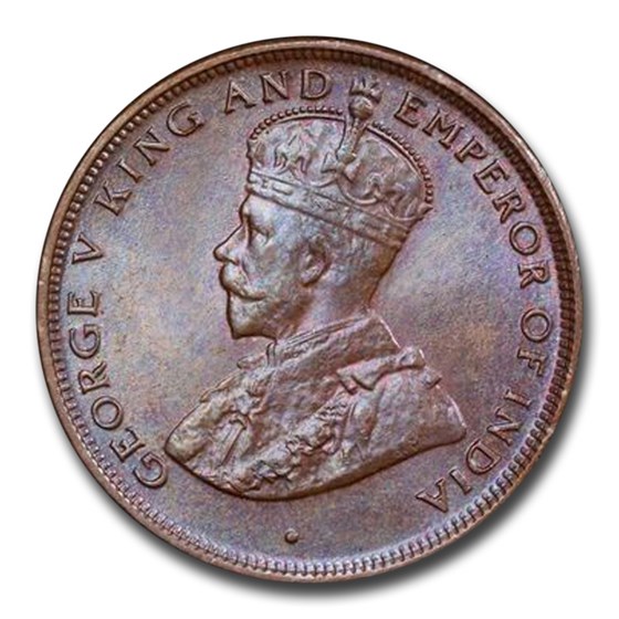 1925 Ceylon Cent George V MS-64 PCGS (Brown) 1925 Ceylon Cent George V MS-64 PCGS (Brown)