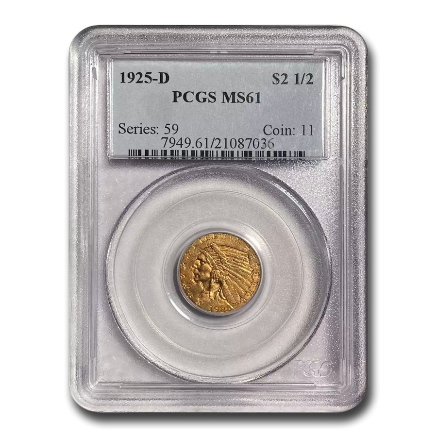1925-D $2.50 Indian Gold Quarter Eagle MS-61 PCGS