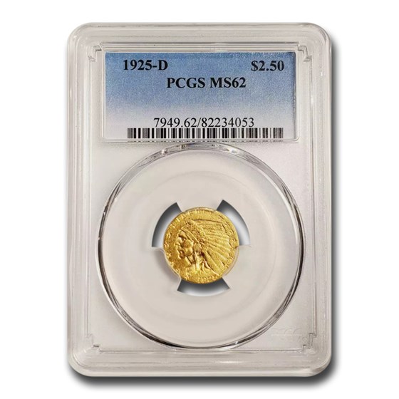 1925-D $2.50 Indian Gold Quarter Eagle MS-62 PCGS 1925-D $2.50 Indian Gold Quarter Eagle MS-62 PCGS
