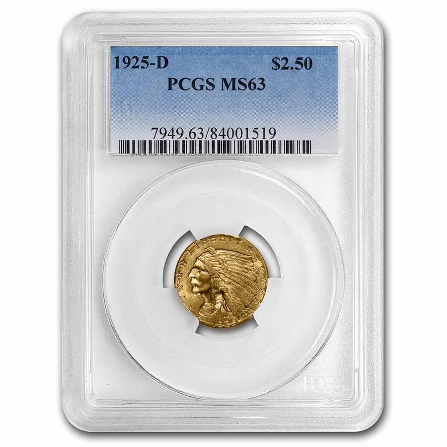 1925-D $2.50 Indian Gold Quarter Eagle MS-63 PCGS