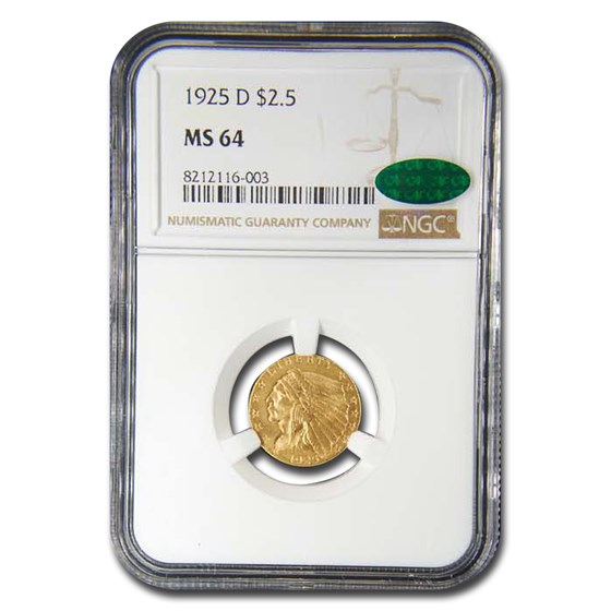 1925-D $2.50 Indian Gold Quarter Eagle MS-64 NGC CAC 1925-D $2.50 Indian Gold Quarter Eagle MS-64 NGC CAC