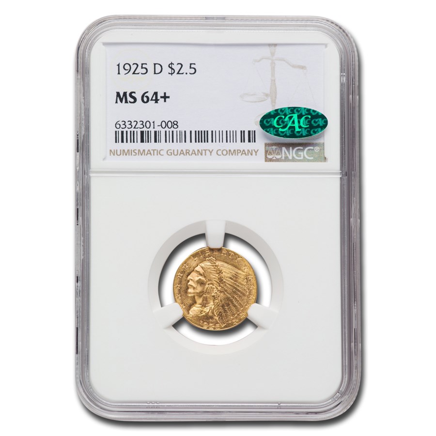 1925-D $2.50 Indian Gold Quarter Eagle MS-64+ NGC CAC