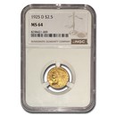 1925-D $2.50 Indian Gold Quarter Eagle MS-64 NGC