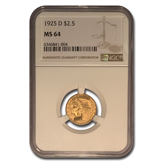 1925-D $2.50 Indian Gold Quarter Eagle MS-64 NGC 1925-D $2.50 Indian Gold Quarter Eagle MS-64 NGC