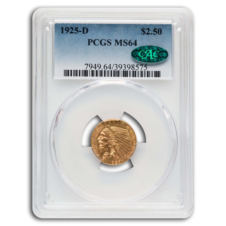 1925-D $2.50 Indian Gold Quarter Eagle MS-64 PCGS CAC