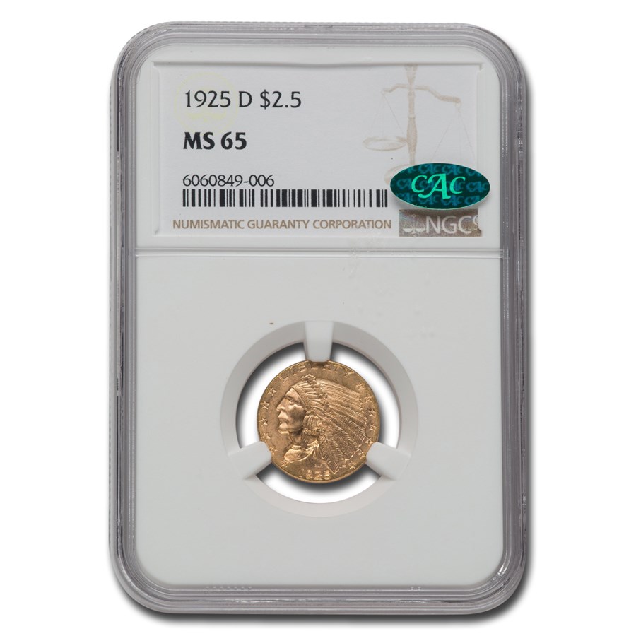 1925-D $2.50 Indian Gold Quarter Eagle MS-65 NGC CAC