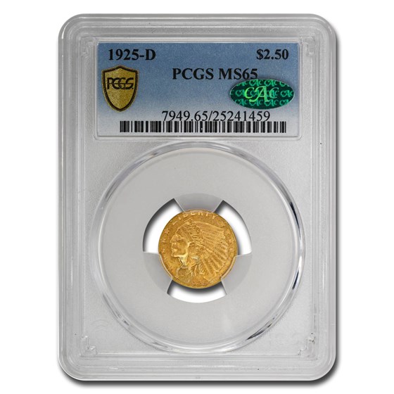1925-D $2.50 Indian Gold Quarter Eagle MS-65 PCGS CAC