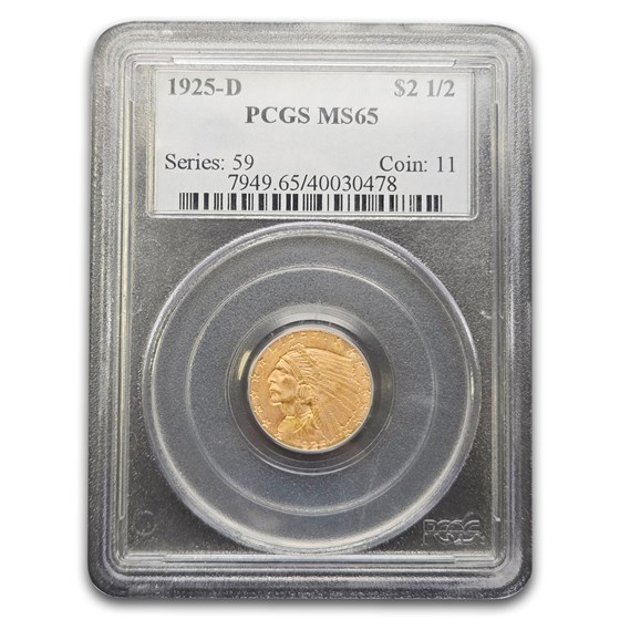 1925-D $2.50 Indian Gold Quarter Eagle MS-65 PCGS