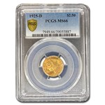 1925-D $2.50 Indian Gold Quarter Eagle MS-66 PCGS