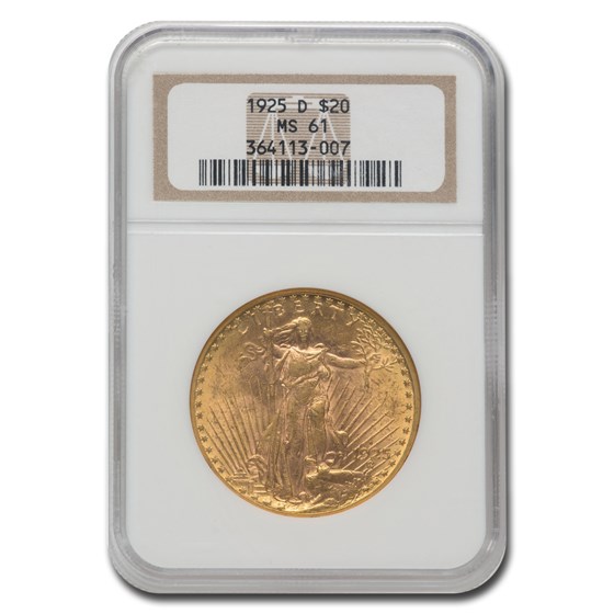 1925-D $20 Saint-Gaudens Gold Double Eagle MS-61 NGC 1925-D $20 Saint-Gaudens Gold Double Eagle MS-61 NGC