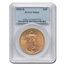 1925-D $20 St Gaudens Gold Double Eagle MS-63 PCGS