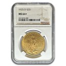 1925-D $20 St Gaudens Gold Double Eagle MS-64+ NGC